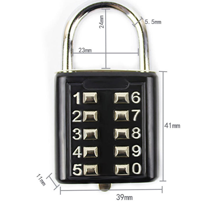 Padlock - Digits Combination Lock,Button Combination Security Padlock Digital Lock, for Gym or Sports Locker, case, Toolbox, Fence, hasp Cabinet (Black)