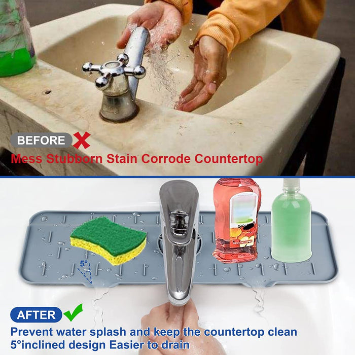 Kitchen Silicone Faucet Handle Drip Catcher Tray - Silicone Sink Faucet Mat  for Kitchen Sink Splash Guard
