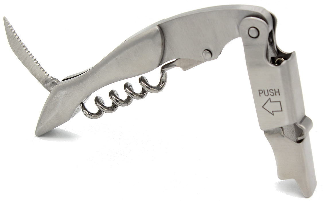 Corkscrew Wine Opener-Stainless Steel Wine & Beer Opener with Serrated Foil Cutter. A tool for Bars, Kitchen, Restaurants