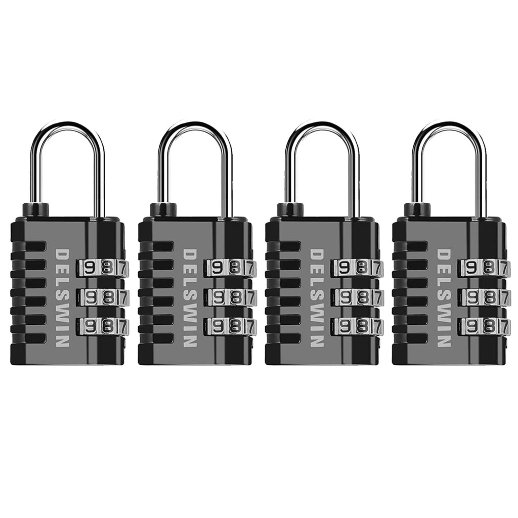 DELSWIN 4-Digit Combination Lock Outdoor Padlock - Heavy Duty Locker Lock with Hardened Steel Shackle, Waterproof Combo Lock for Gym Locker, Hasp