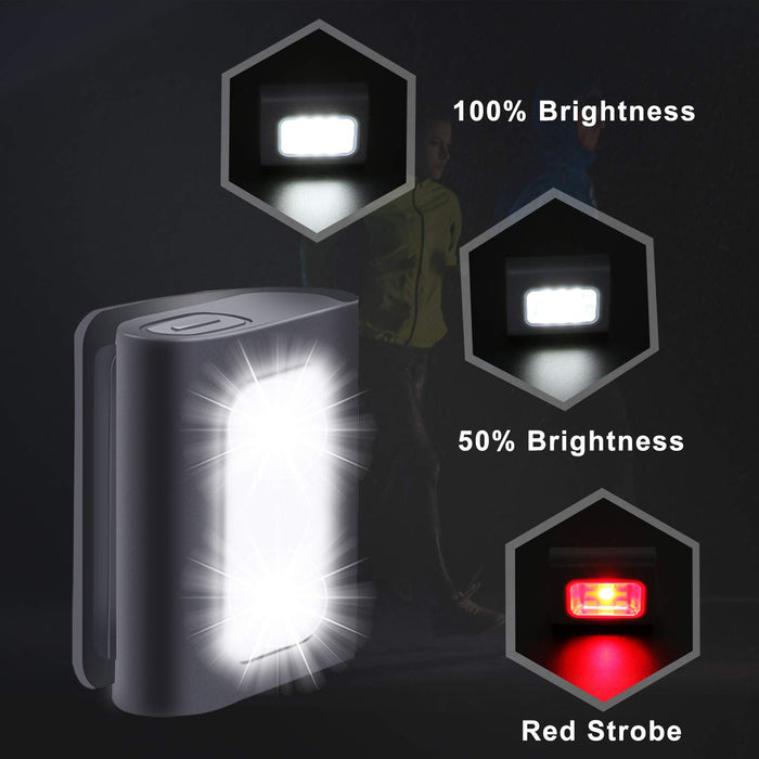 Clip on Running Lights, 2Pack Rechargeable Night Light with Strong Magnet  Reflective, LED Running Lights 3 Modes Brightness with Red Strobe for  Runners Joggers Camping Hiking Walking Outdoor Adventure