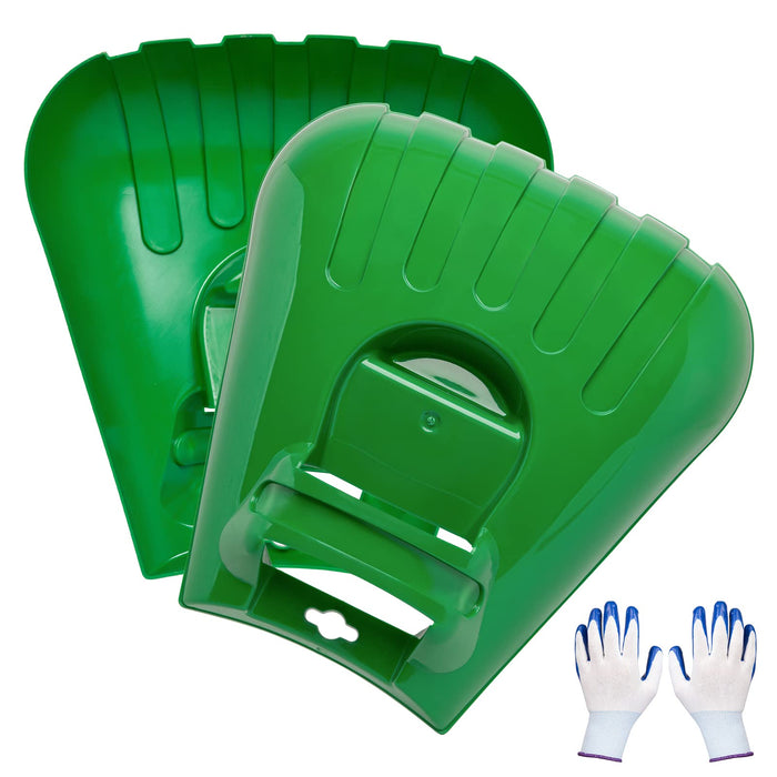Large Leaf Scoop Hand Rake, Ergonomics Leaf Picker Upper for Fast Yard Cleaning, Bundled with 3-Pack 72 Gal Leaf Bags and Work Gloves