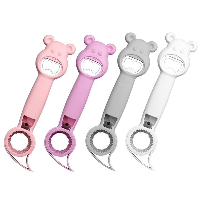 4 in 1 Beer Bottle Opener, Cute Bear Bottle Opener Jar Openers Soda Can  Opener Tool, Multifunction 4 in 1 Bottle Opener for Jelly Jars, Wine