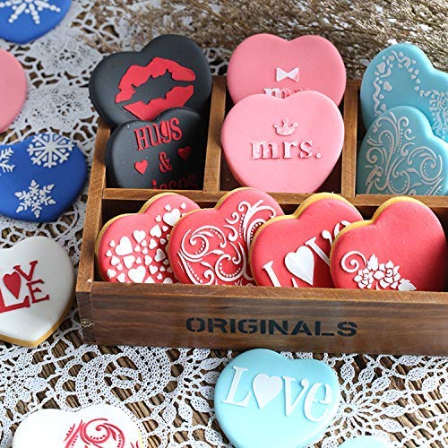 BCHOCKS Heart Cookie Cutter Set 7 Pcs with 100 Pcs 4 Clear Pink Heart Biscuit Bags - Valentine Day Cookie Cutters