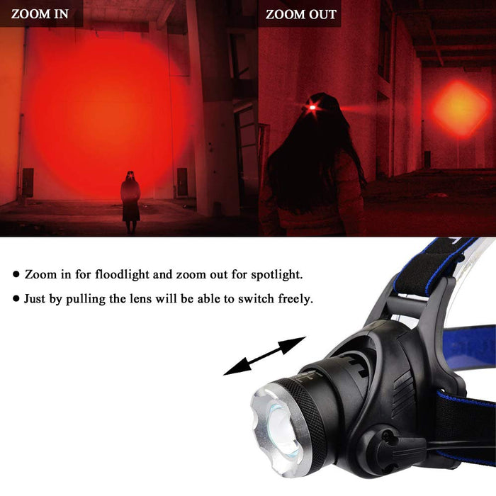 GaiGaiMall Red LED Headlamp, Zoomable Tactical High Lumen Headlamp Lon —  CHIMIYA