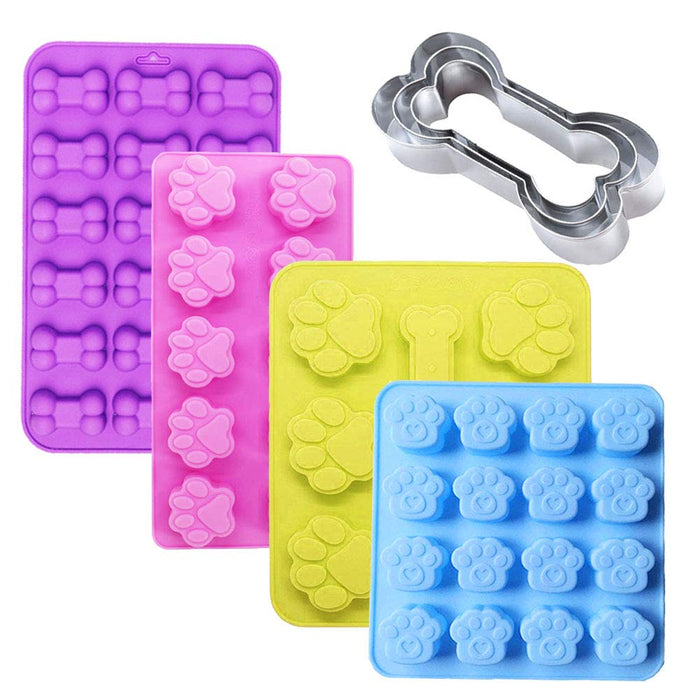 Food Grade Silicone Puppy Treat Molds, Shxmlf Dog Paw and Bone Mold,  Non-stick Ice Cube Mould, Jelly, Biscuits, Chocolate, Candy,Cake Baking  Mold