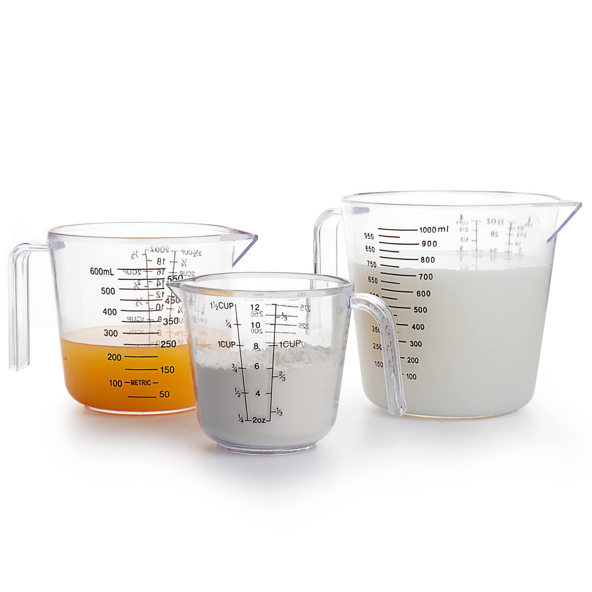 3 pcs Plastic Measuring Cups Set, Ishua Multi Function 4 Cup, 2 Cup and 1  Cup Capacity Measuring Cups with Handle Grip and Spout - AliExpress