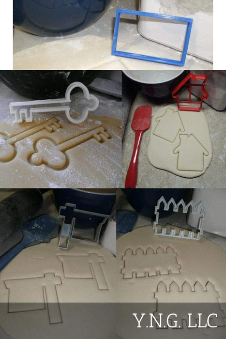 Housewarming new home real estate realtor set of 5 special occasion cookie cutters baking tool 3d printed made in usa pr1360
