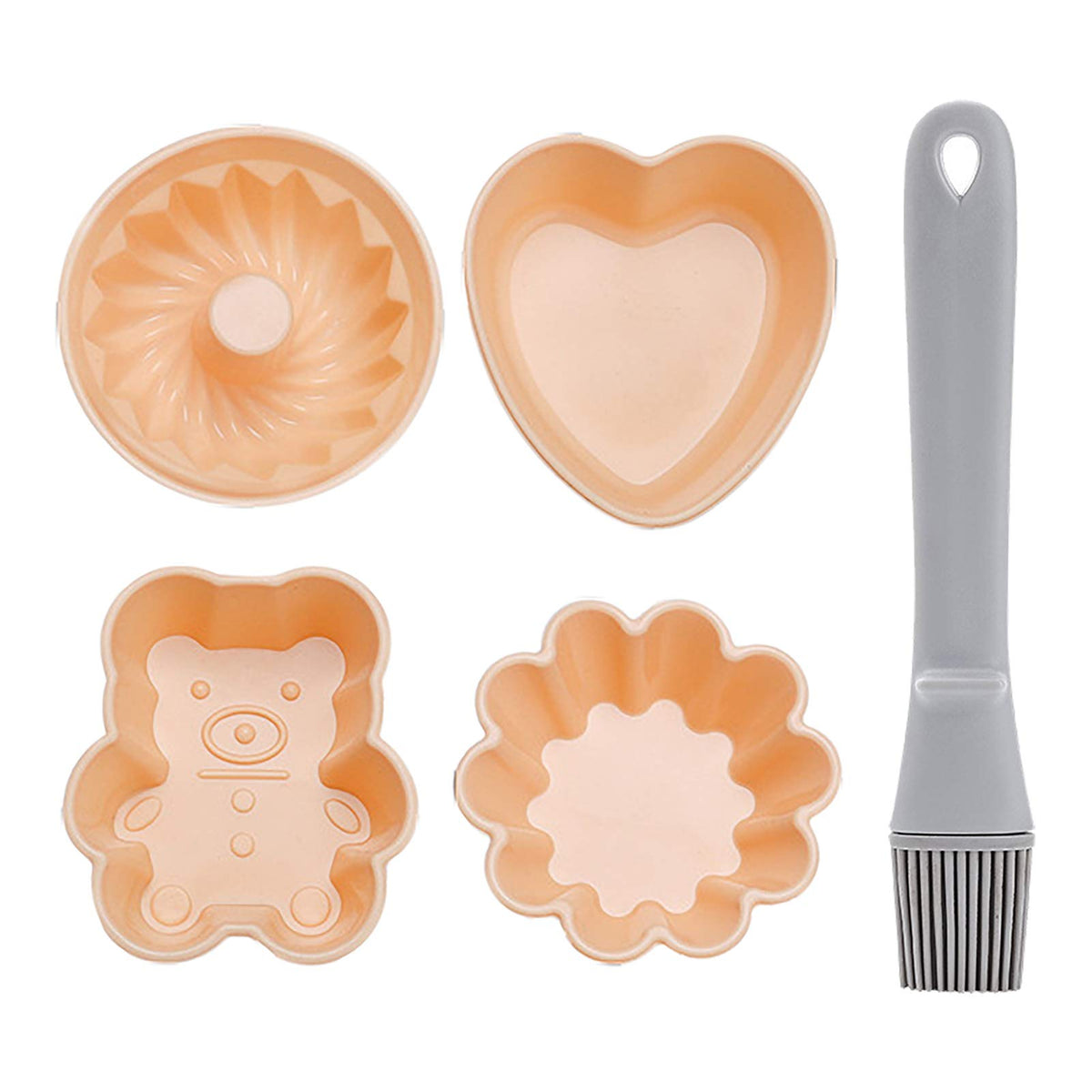 A-XINTONG 4 Pack Mini Fluted Round Silicone Baking Mold Spiral Pattern  Bundt Pan Non-stick Chiffon Savarin Cake Mold Mousse Brownie Dessert Cake