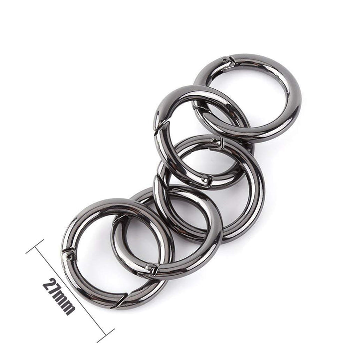 10 Pcs Alloy Round Carabiner Spring Snap Clips Hook Keychain Keyring Buckle