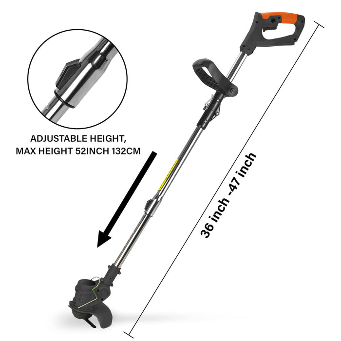 HUDAEN Cordless Grass Trimmer Weed Wacker, 3-in-1 String Trimmer Lawn Edger with 21V 2Ah Li-ion Battery for Garden and Yard with Wheel, Lightweight Adjustable Height Weed Eater Tool(Black)