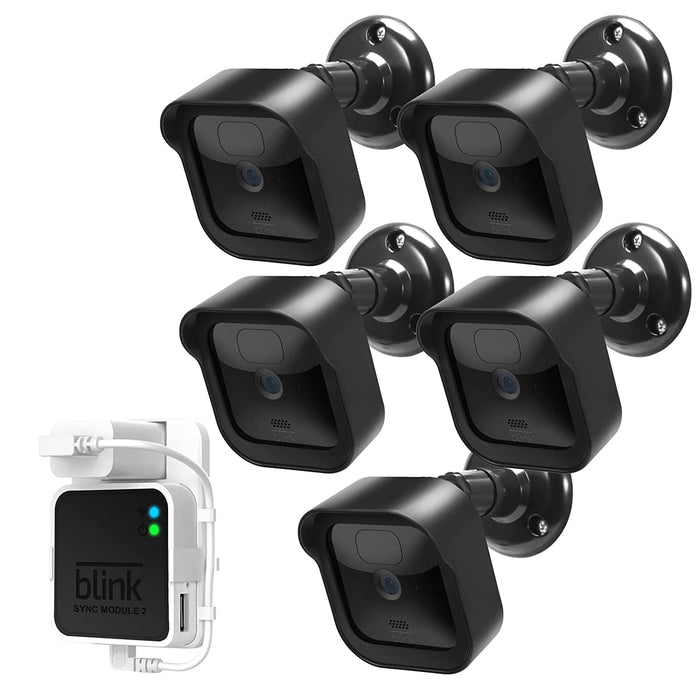 All- Blink Outdoor Camera Wall Mount, Weatherproof Protective Housing and 360 Degree Adjustable Mount with Blink Sync Module 2 Mount for Blink Outdoor Security Camera System (Black 5Pack)