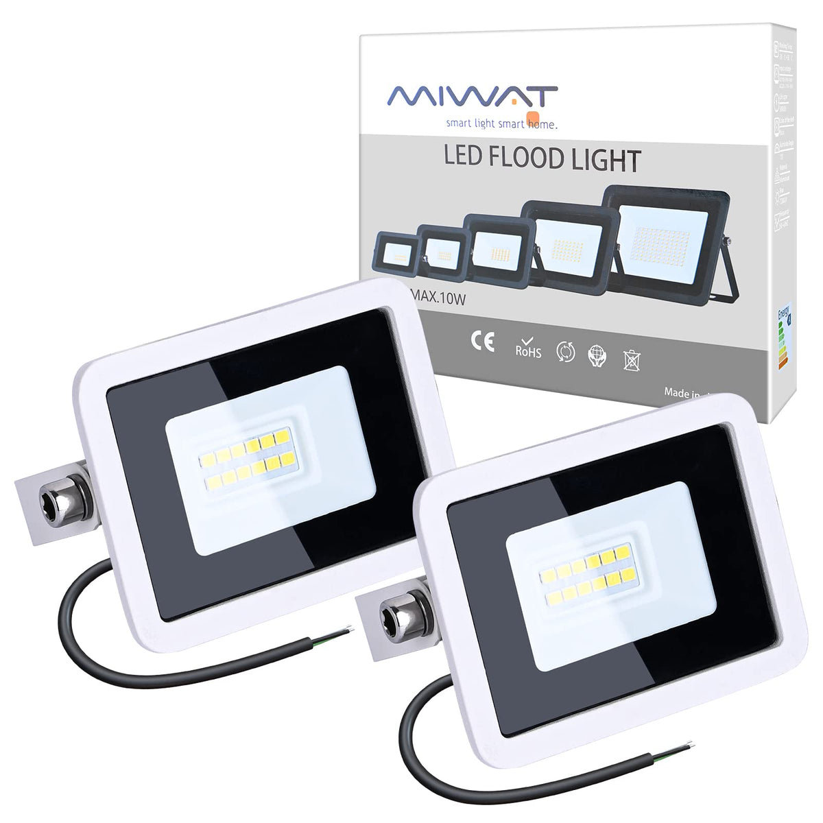MIHEAL Pack White 110V 10W LED Flood Light,Daylight White, IP68 Wate —  CHIMIYA