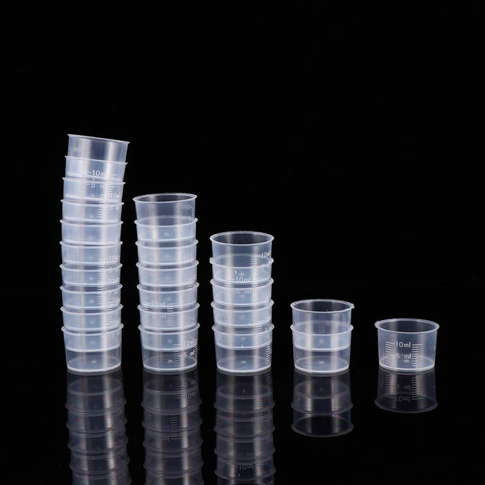  TOYANDONA Disposable Measuring Cup Set Pack of 100 Clear Cups  Plastic Measuring Cups 10ml Transparent Paint Mixing Cups Thickened Measuring  Cups: Home & Kitchen