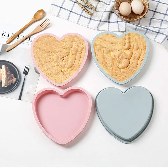 Rhoxshy Heart Shaped Cake Pans 3pcs, Silicone Molds Heart Baking Pans, 5  8 10 Heart Cake Mold Non-Stick Cake Pan Set for Cheese Cake and Brownie