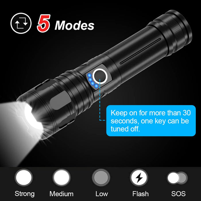 10000 Lumens Rechargeable Flashlights, Powerful Flashlight for