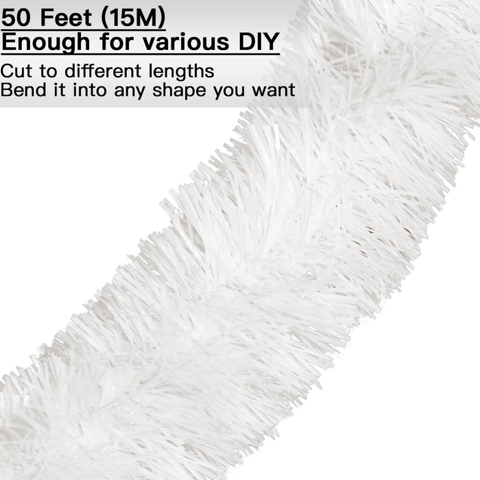50ft. White Iridescent Tinsel Garland