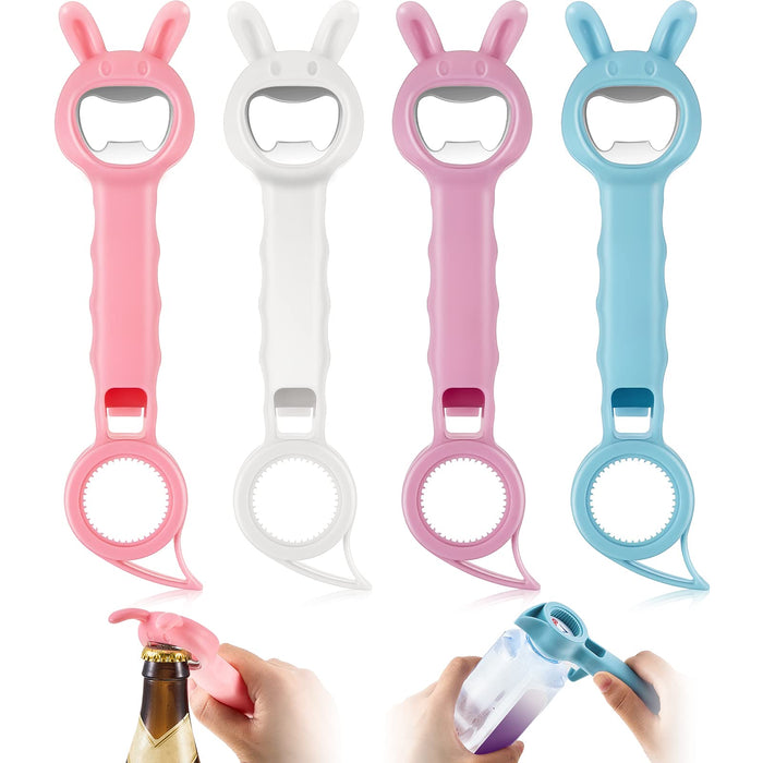 WWW Jar Opener, 2pcs Bottle Opener, 4 in 1 Multi Function Can Opener,Beer Opener to Protect The Nail,for Jelly Jars, Wine, Beer and other,Comfy