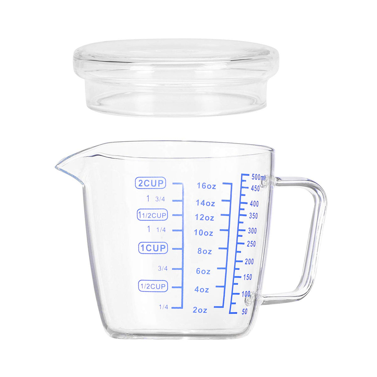 400ml Glass Measuring Cup with Glass Lid Heat Resistant Handle Clear Scale  V-Shaped Spout for Milk Coffee Liquid Beaker Drinking Glasses Measure Jugs,  Microwave Oven Freezer Safe 
