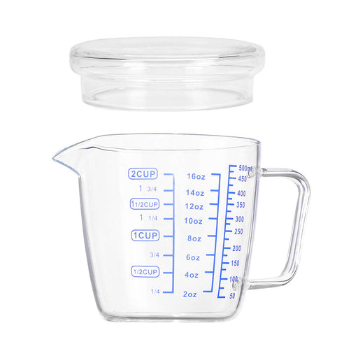 400ml Glass Measuring Cups Jugs with Glass Lid Large Measuring Pitcher Beaker Measured Mug Measure Liquid Milk Glass Cup Clear Scale with Spout