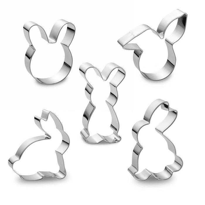 Easter Bunny Cookie Cutter Set -5 Pieces - Different Shapes Stainless Steel