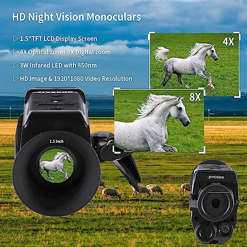 Ziyouhu Night Vision Monocularinfrared Digital Night Vision Goggles For In 100 Darknessequipped With 32Gb Memory Card To Save Hd