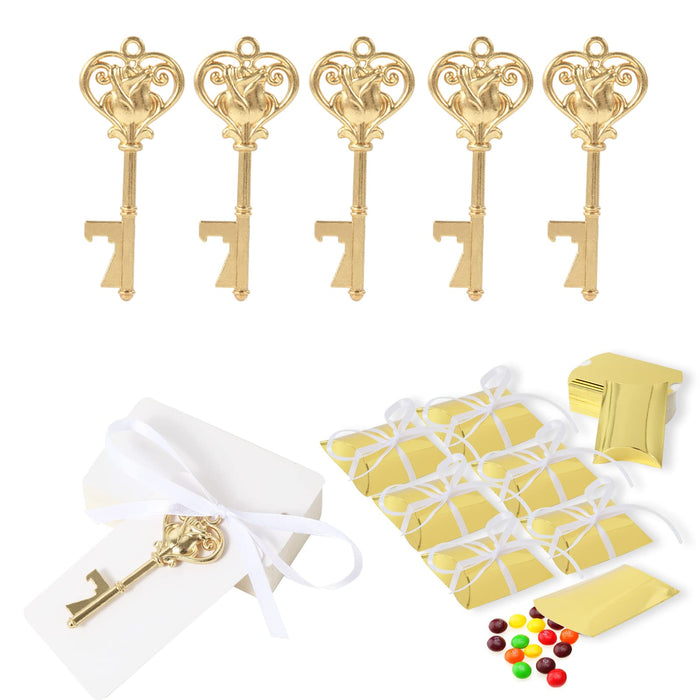 XHIPY 50 PCS Key Bottle Openers,Bridal Shower Favors for Guests ，Vintage Skeleton Decor Key Bottle Opener, Wedding Favors Key