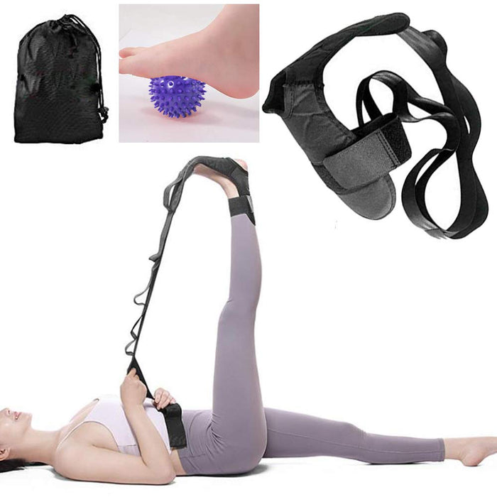  Foot and Calf Stretcher-Stretching Strap For Plantar  Fasciitis, Heel Spurs, Foot Drop, Achilles Tendonitis & Hamstring. Yoga Foot  & Leg Stretch Strap. (BLACK) : Sports & Outdoors