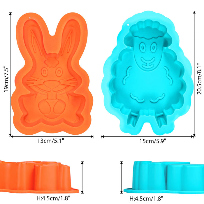 Webake Easter Bunny Mold Cake Pan Easter Lamb Mold, Small Cute Animal Cake Mould Silicone Easter Baking Trays for Rabbit Lamb Shaped Cakes