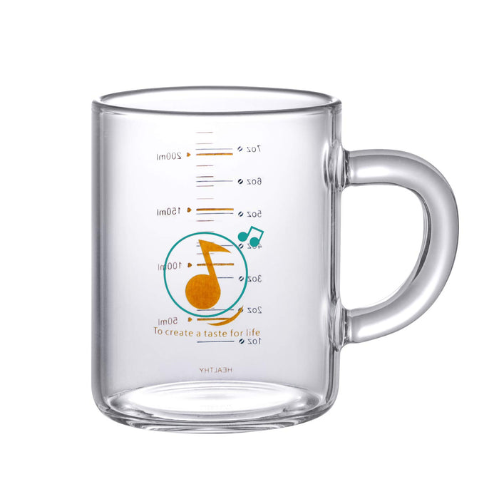Glass Measuring Cup, with Handle, Lid Handcrafted Cups for Barista Pouring Beverage - 250ml 8.5 x 9.5 cm