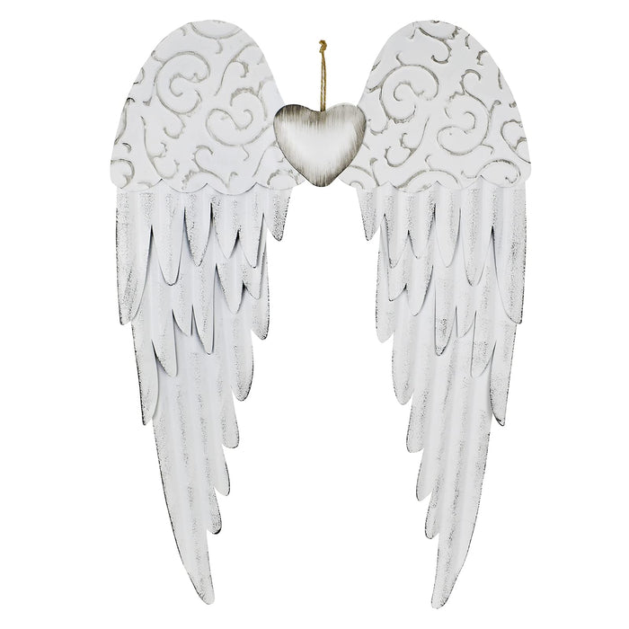 Metal Angel Wings Sculpture, Heavenly Religious Dcor Rustic Decorative Angel Wings Wall Art Hanging Home Decor (Large)