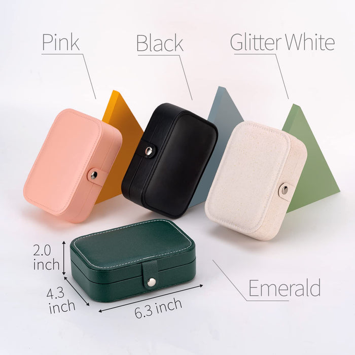 Travel Jewelry Box, PU Leather Small Jewelry Organizer for Women Girls,  Double Layer Portable Mini Travel Case Display Storage Holder Boxes for  Stud
