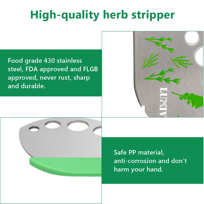 Herb Stripper 9 holes, Luxiv Stainless Steel Kitchen Herb Leaf Stripping Tool LooseLeaf Kale Razor Metal Herb Pealer for Kale