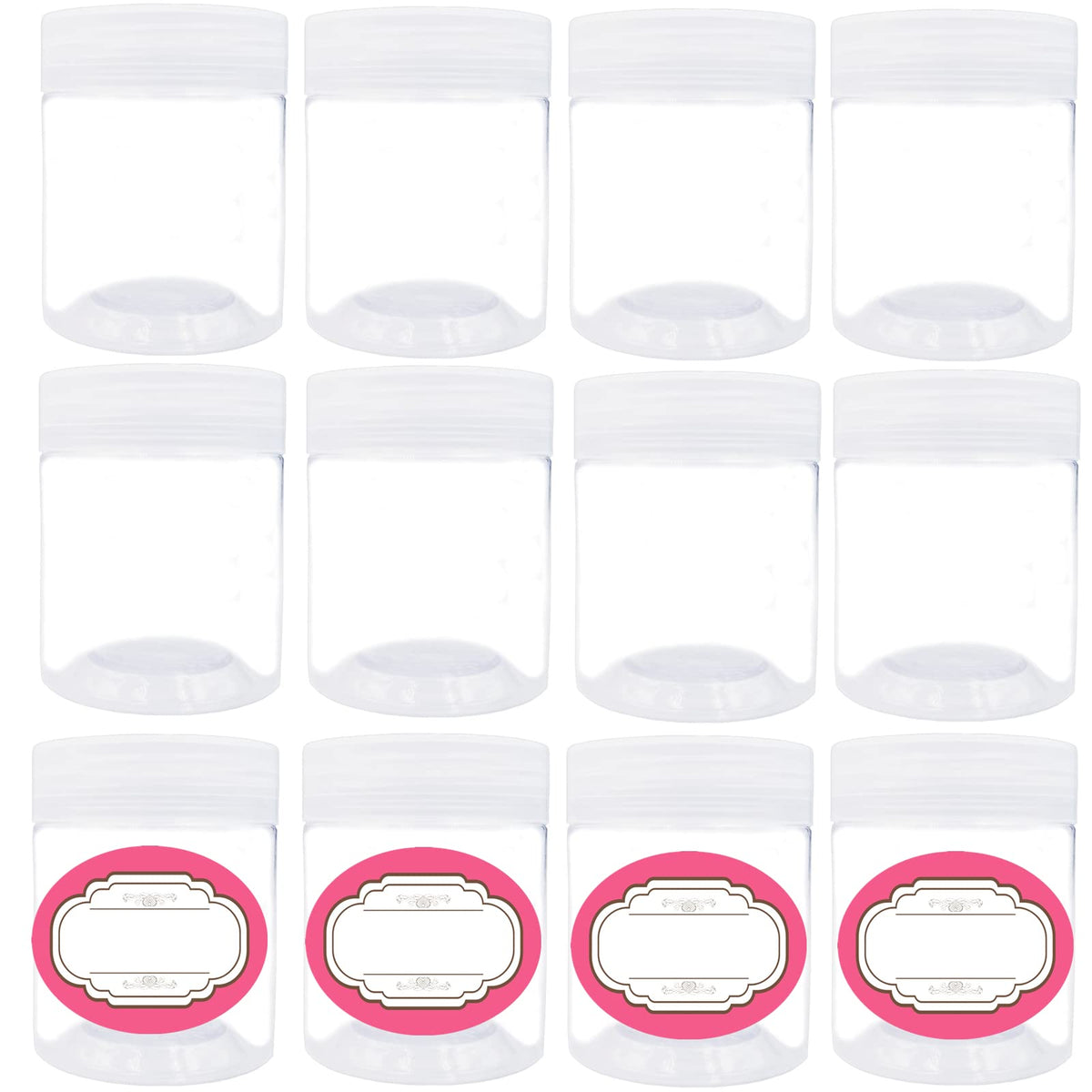 24 Pieces Empty Clear Plastic Jars with Lids Round Storage Containers  Wide-Mouth for Beauty Product Cosmetic Cream Lotion Liquid Slime Butter  Craft