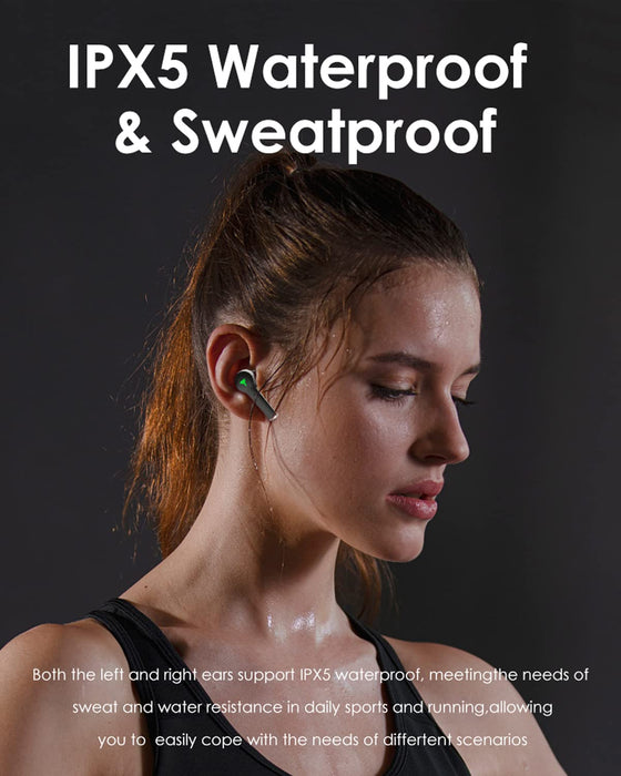 Wireless Earbuds Gaming Headphones with Microphone in Ear Bluetooth 5.0 Ear Buds Waterproof Long Battery Life HIFI 6D Stereo Sound Low Latency Gaming Headset for Game iOS Android Sports Running