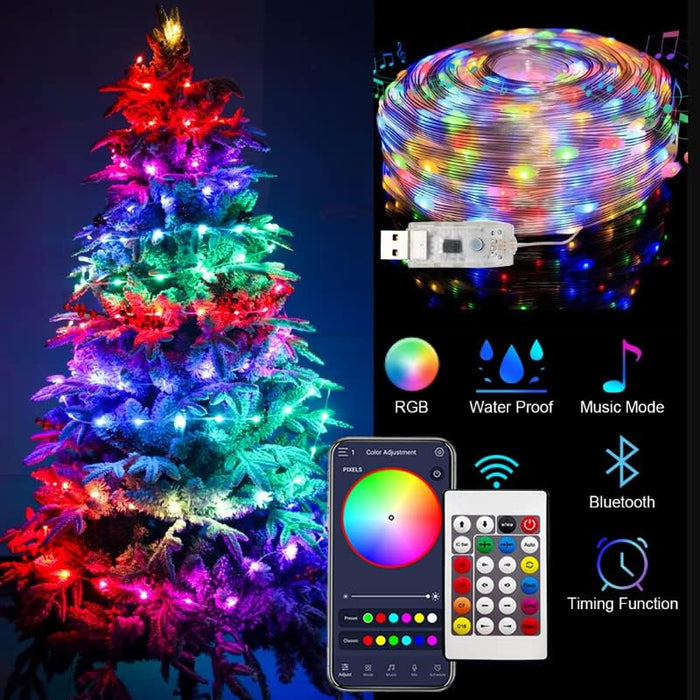 Christmas LED Tree Decoration RGB String Lights Bluetooth App Remote  Control USA