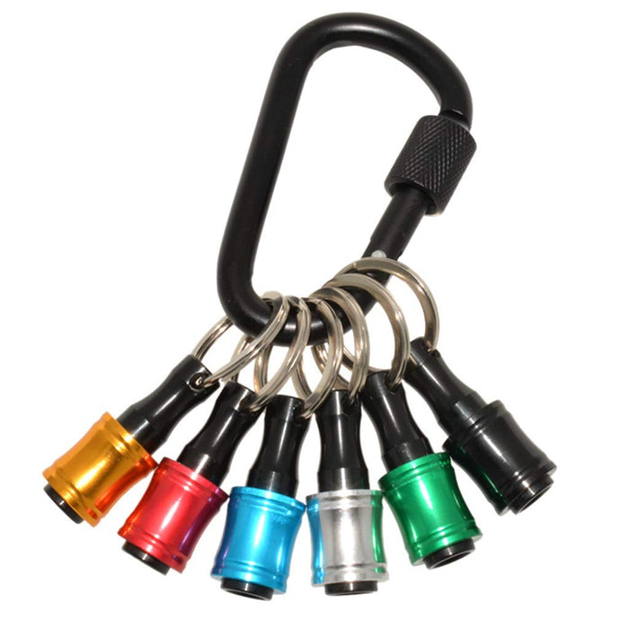 1/4inch Hex Shank Aluminum Alloy Screwdriver Bits Holder Extension Bar Drill Screw Adapter Quick Release Keychain (6PC)