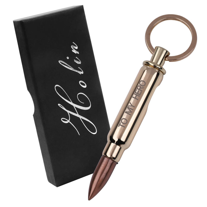 Wine Bottle Opener Bullet Key Chain Pendant, “To my Hero”-s for Men and Women, Family Spares, Friends Gathering