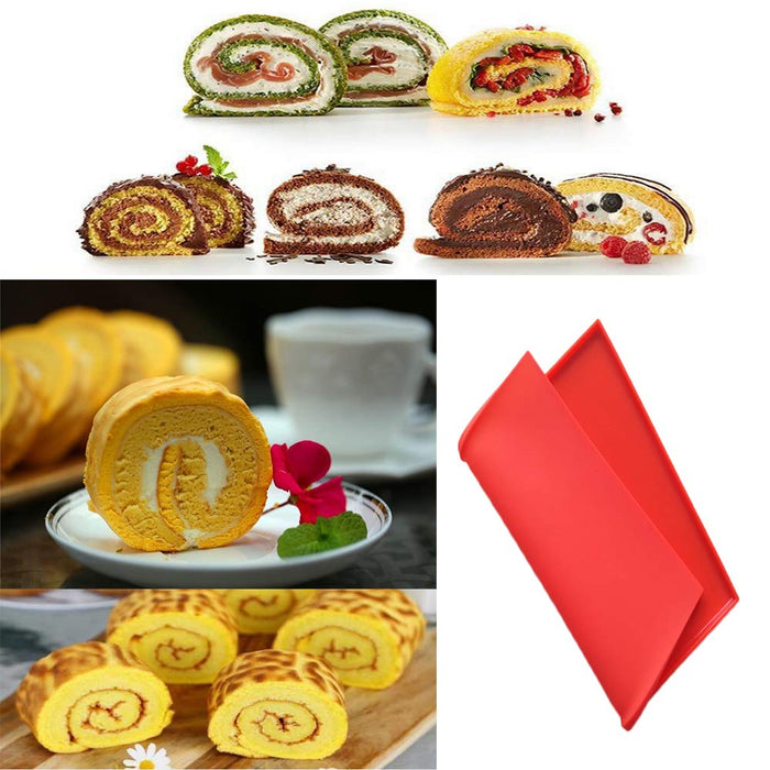 RESOME Large Swiss Roll Cake Mat Flexible silicone Baking Tray, 14.17x11 in  Silicone Jelly Roll Pan Cookies sheet Bakeware Nonstick Baking Tray