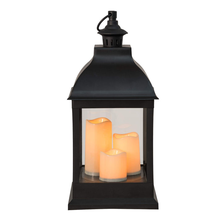 Sunjoy 20 Candle Lantern with LED Pillar Candle, Classic Outdoor Hanging Battery Powered Lantern Decorative Indoor Flameless Cand