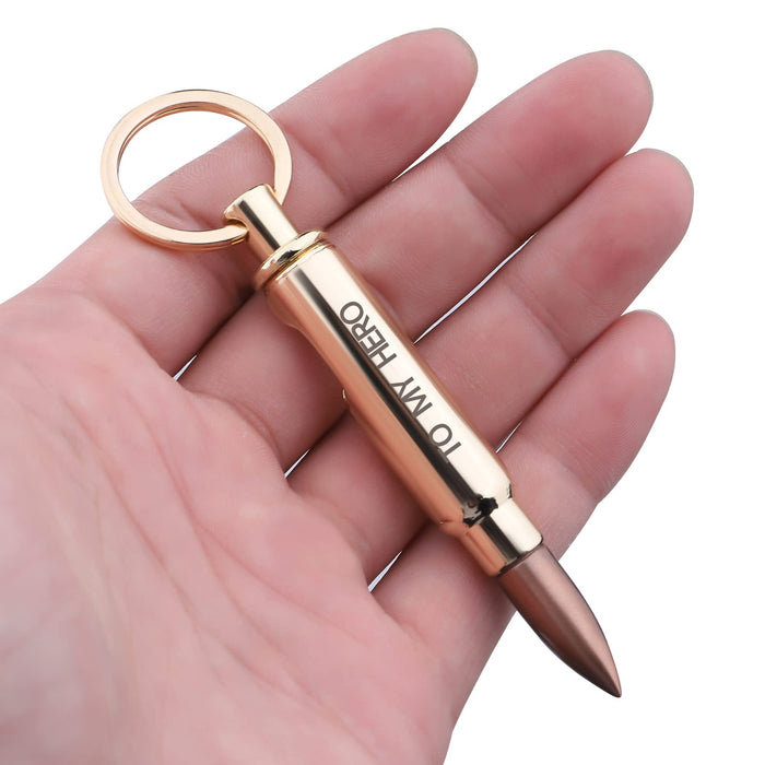 Wine Bottle Opener Bullet Key Chain Pendant, “To my Hero”-s for Men and Women, Family Spares, Friends Gathering