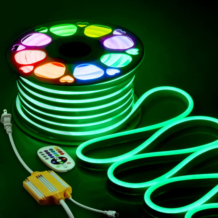 Samsion Neon Rope Lights Outdoor Waterpfoof RGB Neon Light Strip 82ft 25M Multicolor LED Neon Flex Strip Lights 80LEDs/M 110V~130V Color Changing Rope Lights for Indoor Outdoor Lighting