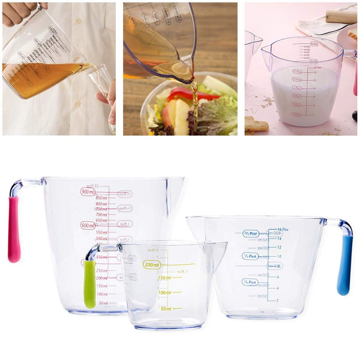 Plastic Measuring Cups Set Bpa Free Liquid Nesting Stackable Measuring Cups  With Spout Clear Cup With Ml And Oz Measurement