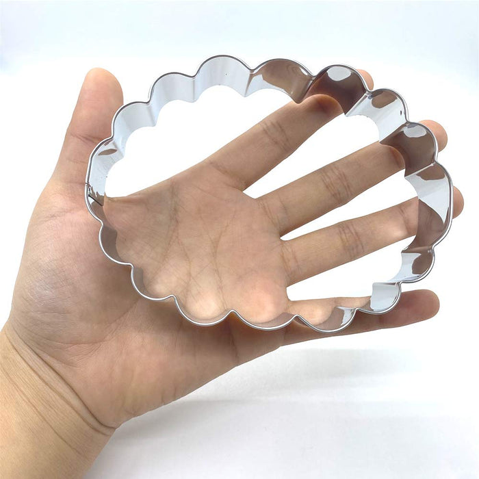 LILIAO Scalloped Edge Plaque Cookie Cutter Frame Sandwich Fondant Biscuit Cutter - 4.8 x 2.9 inches - Stainless Steel - by Janka