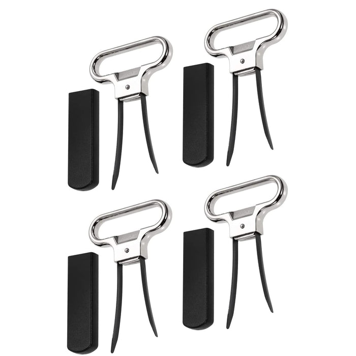Eyes.sys 4 Pcs Two-Prong/2 Pronged Steel Vintage Wine Bottle Opener No Corkscrew 2 in 1 Cork Puller for Old Corks with Cover