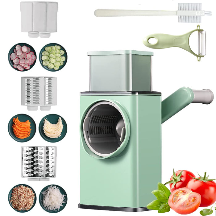 Cheese Grater with Handle 5 in 1, Cheese Shredder Rotary Handheld,  Vegetable Potato Slicer Carrot Shredder Cutter, Veggie Slicer,  Multifunction Grater