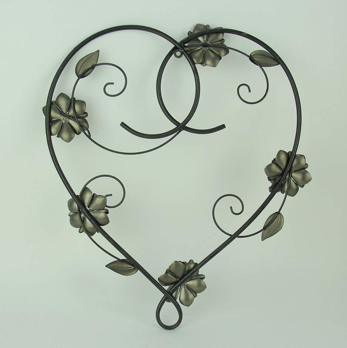DeLeon Collections Metal Heart and Flowers Decorative Wall Sculpture