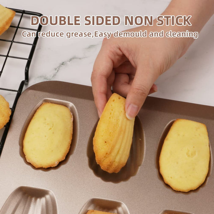  CGGYYZ 2 Pack Madeleine Pans for Baking, 12 Cavity Heavy Duty  Shell Shape Baking Mold Nonstick Cookie Cake Scone Pan Whoopie Pie Pan for  Oven : Home & Kitchen