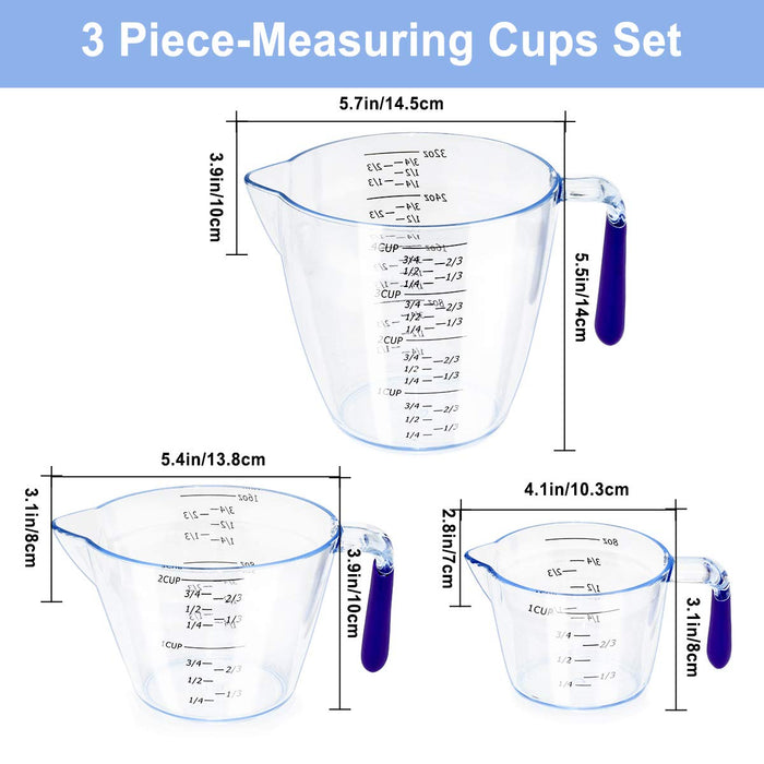 Plastic Measuring Cups Set, 1 2 4 Cup Capacity with Ounce Measurement, —  CHIMIYA
