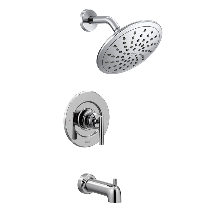 Moen Gibson Chrome Pressure Balancing Modern Bathtub and Shower Trim Kit with Wide Rain Shower Head, Shower Handle, and Tub Spout, Shower Faucet Set (Posi-Temp Valve Required), T3003EP